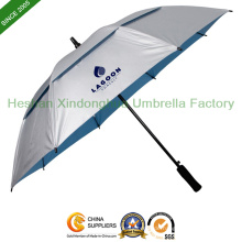 Anti-UV entlüftet Doppelschicht Baldachin Golf Regenschirme (GOL-0027FDA)